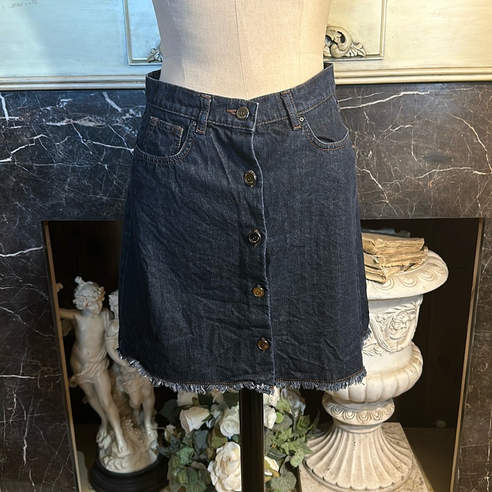 Denim Button-Front Mini Skirt